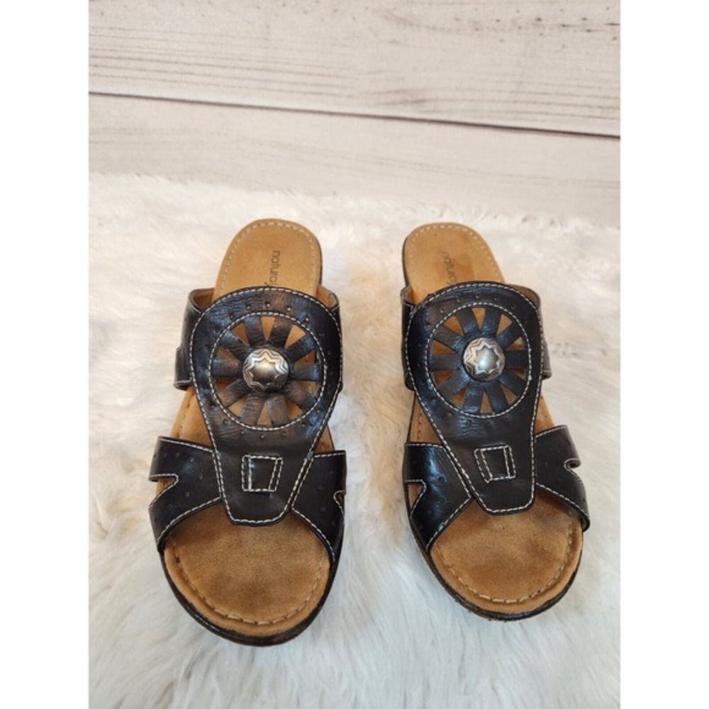 Natural Soul Women's Dark‎ Brown Leather Sandals Size 10